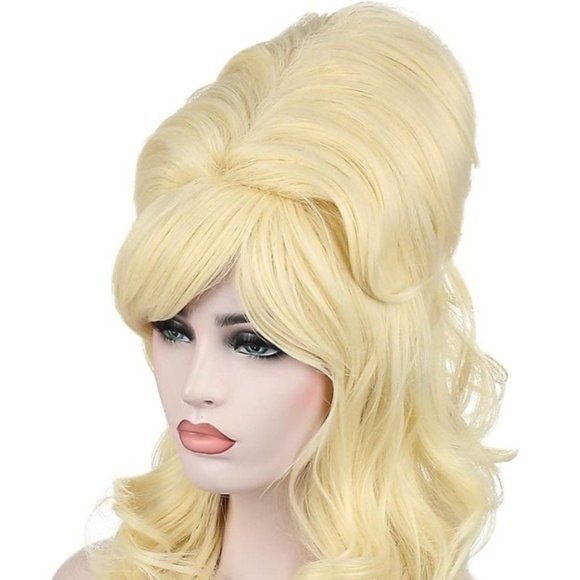 Blonde Long Curly Wavy Beehive Wig - Picture 1 of 7